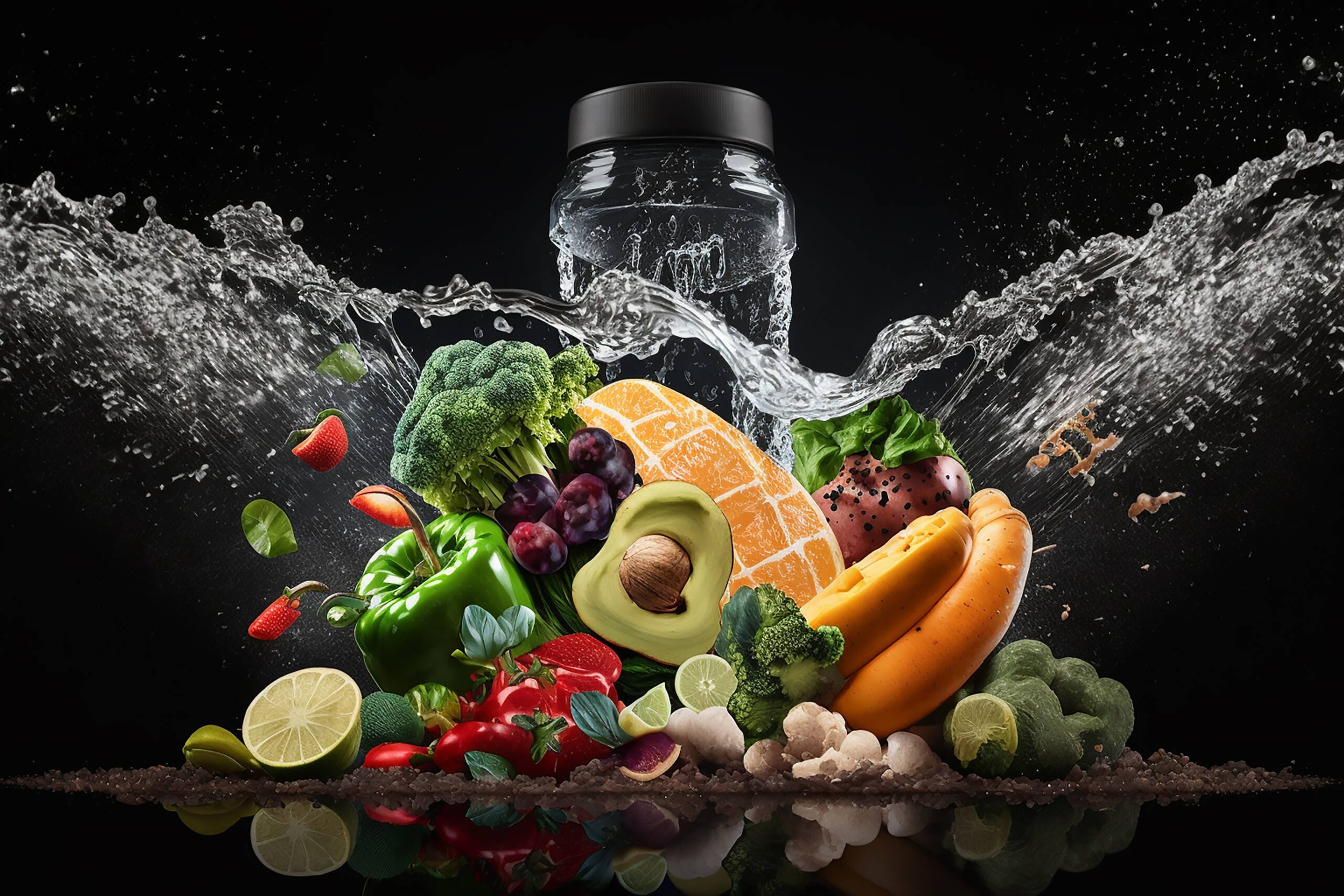 proper nutrition food set healthy lifestyle healthy eating fruits vegetables pure water organic diet calorie food beautiful body 3 scaled
